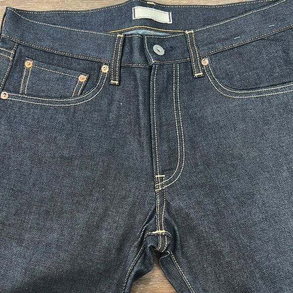 Uniqlo Slim Fit Straight Selvedge Dark Blue Jeans 32X32 NWT - Picture 4 of 13